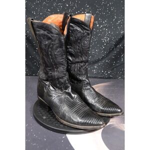 Dan Post Lizard DP2350 Boots Mens Size 10D Black Leather Western Pointed Toe